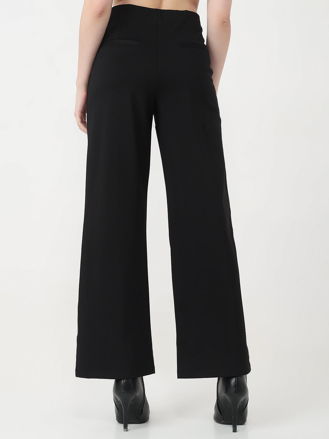 Women Black Wide Leg Treggings