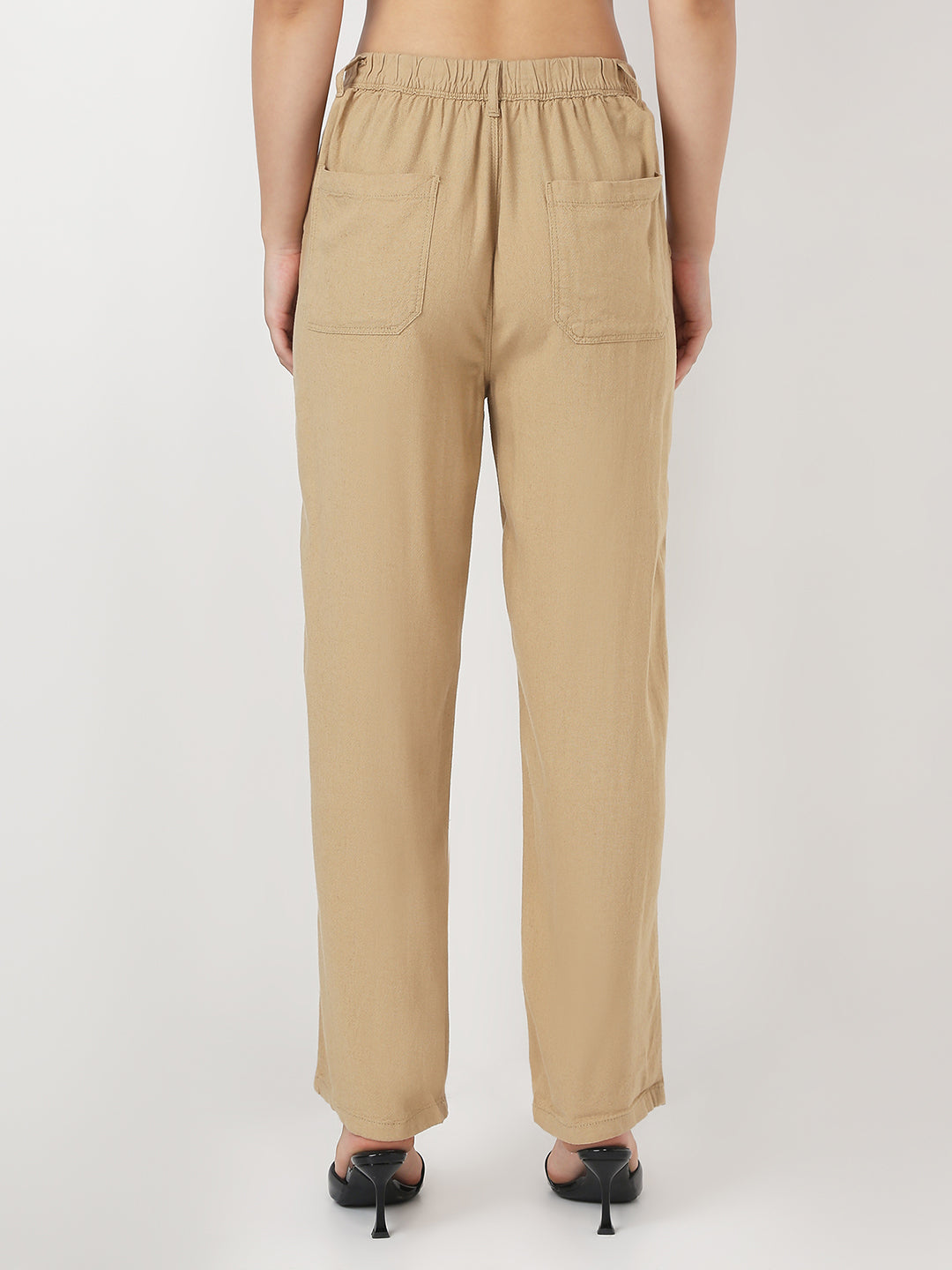 Women Light Brown Loose Straight Korean Pants