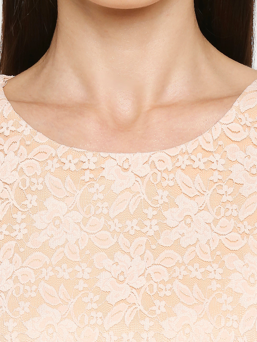 Women Salmon Lace Top