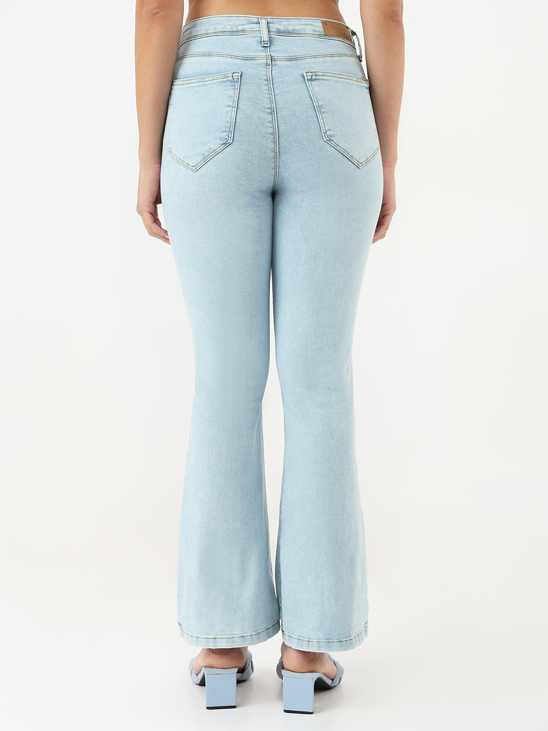Women Light Blue High-Rise Flare Jeans