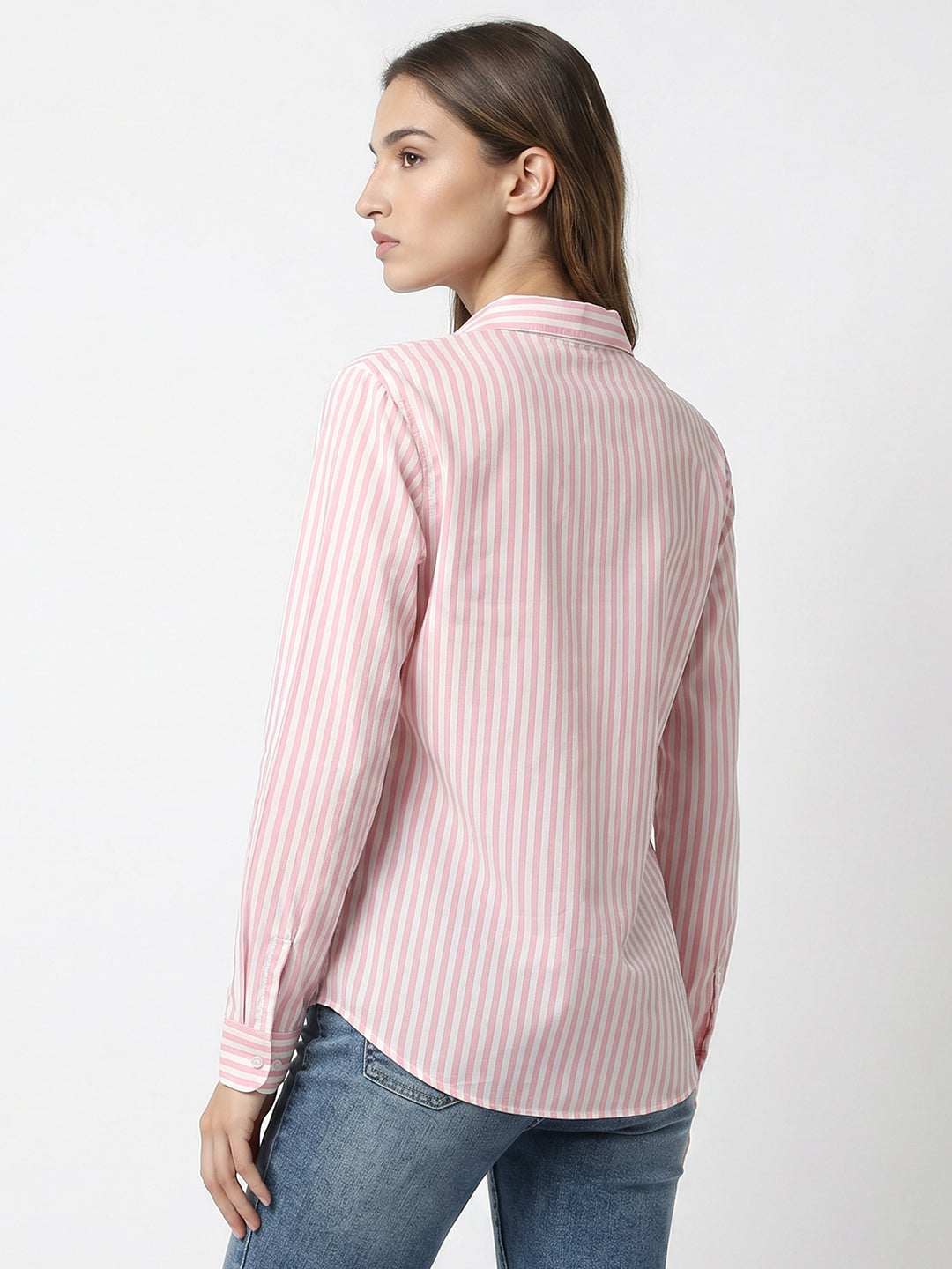 Women Peach Pink/White Shirt