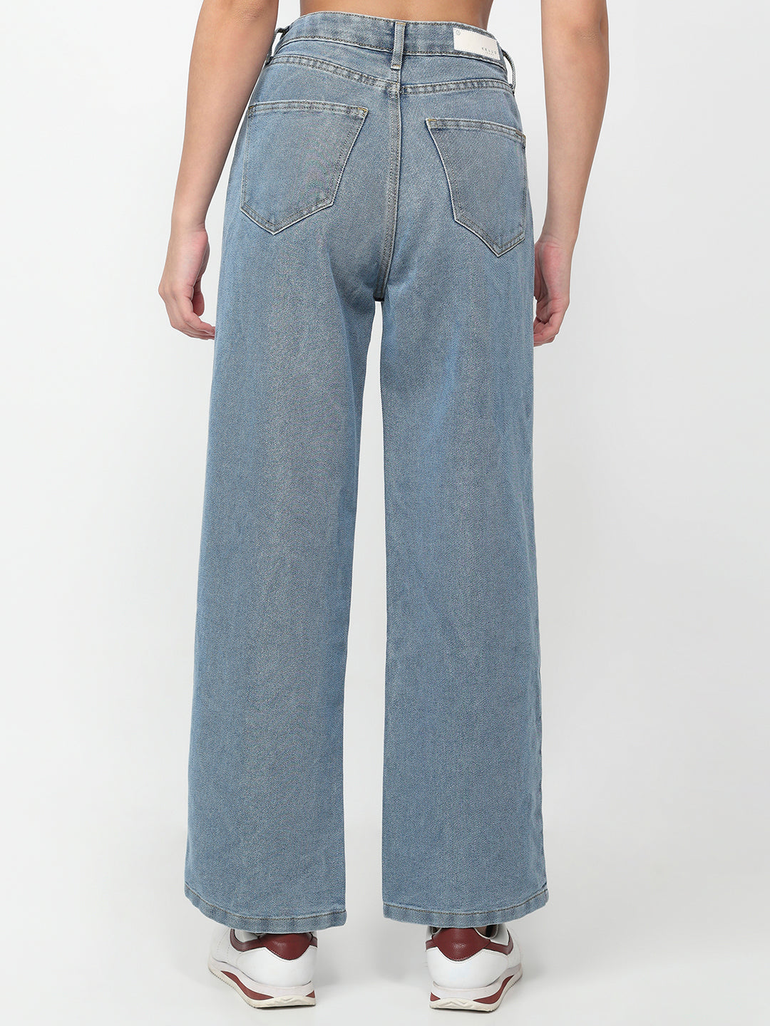 Women Light Blue High-Rise Wide Leg Shimmer Jeans