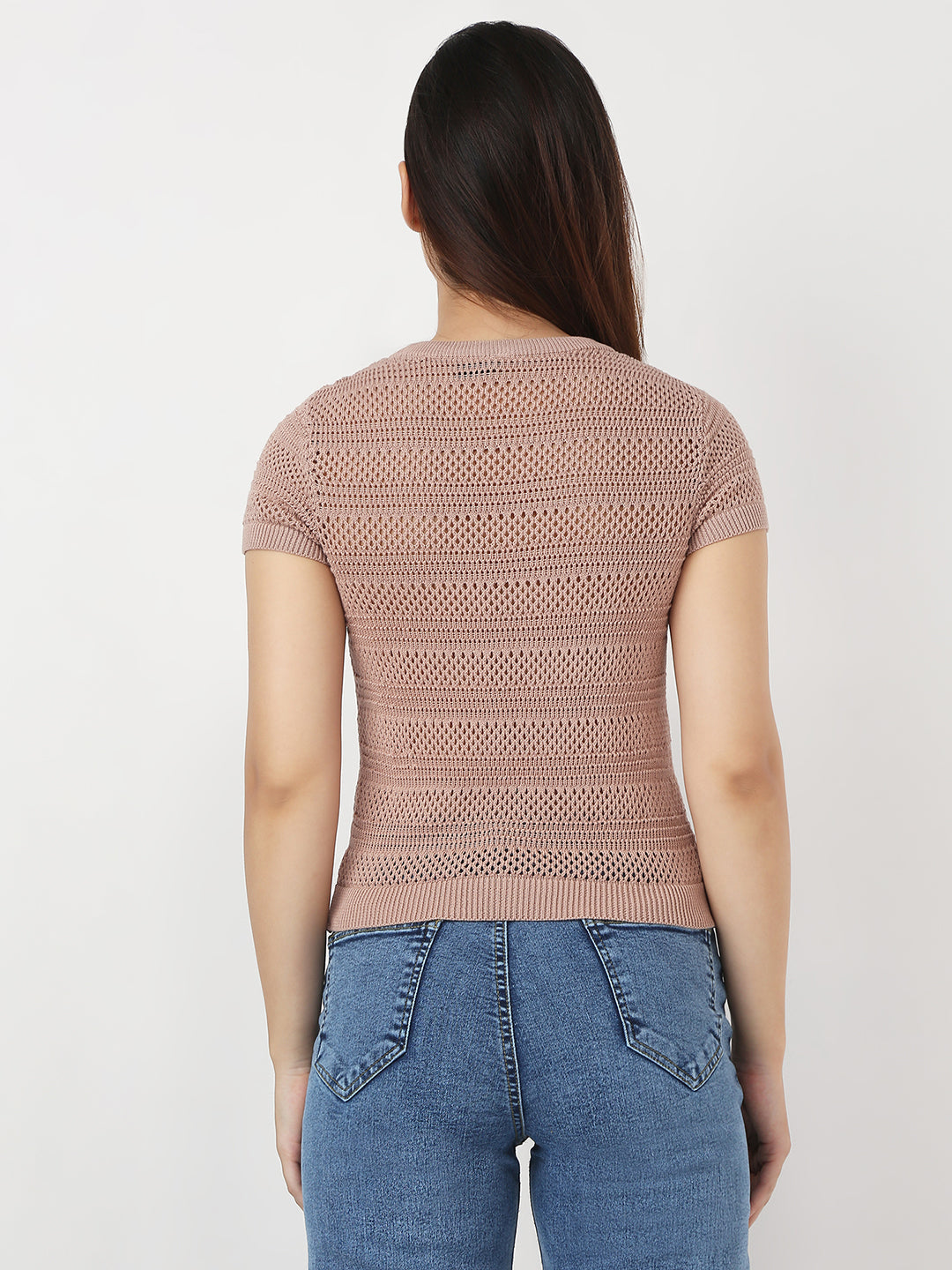 Women Beige Slim Flat Knit Top