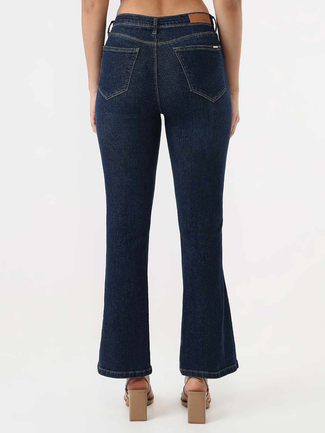 Women Dark Blue High-Rise Flare Jeans