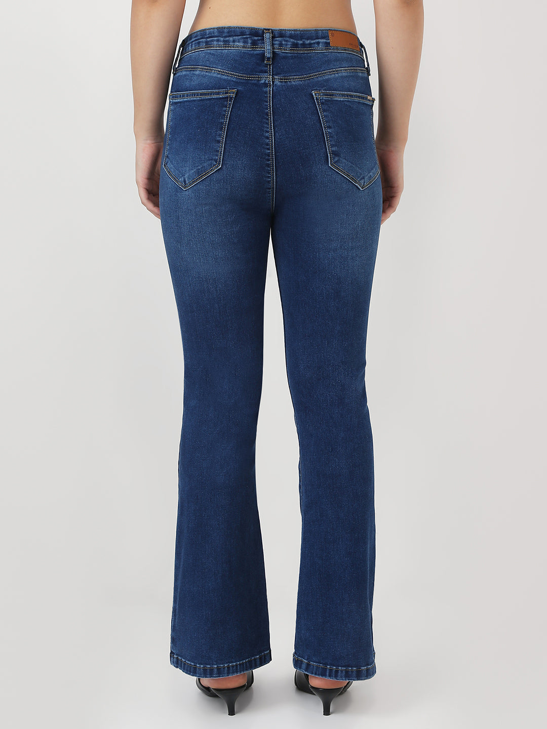 Women Dark Blue High-Rise Flare Jeans