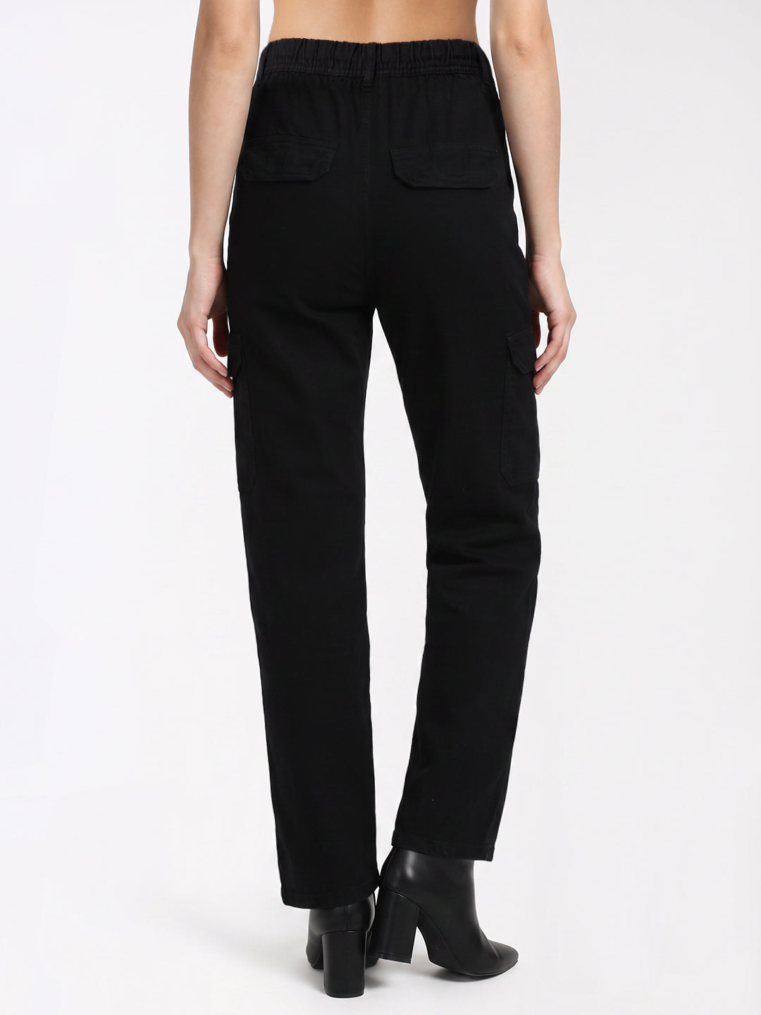 Women Black Mid-Rise Cargo