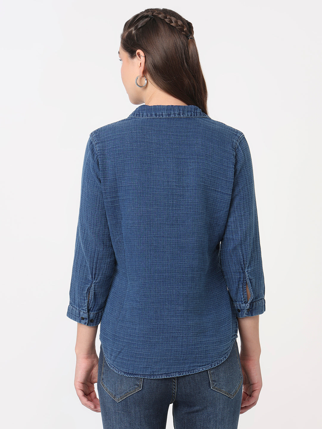 Women Blue Slim Fit Shirt