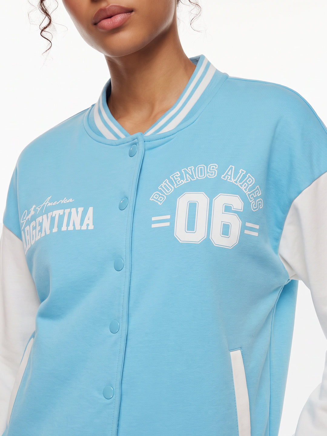 Sky/Off White Varsity Jacket