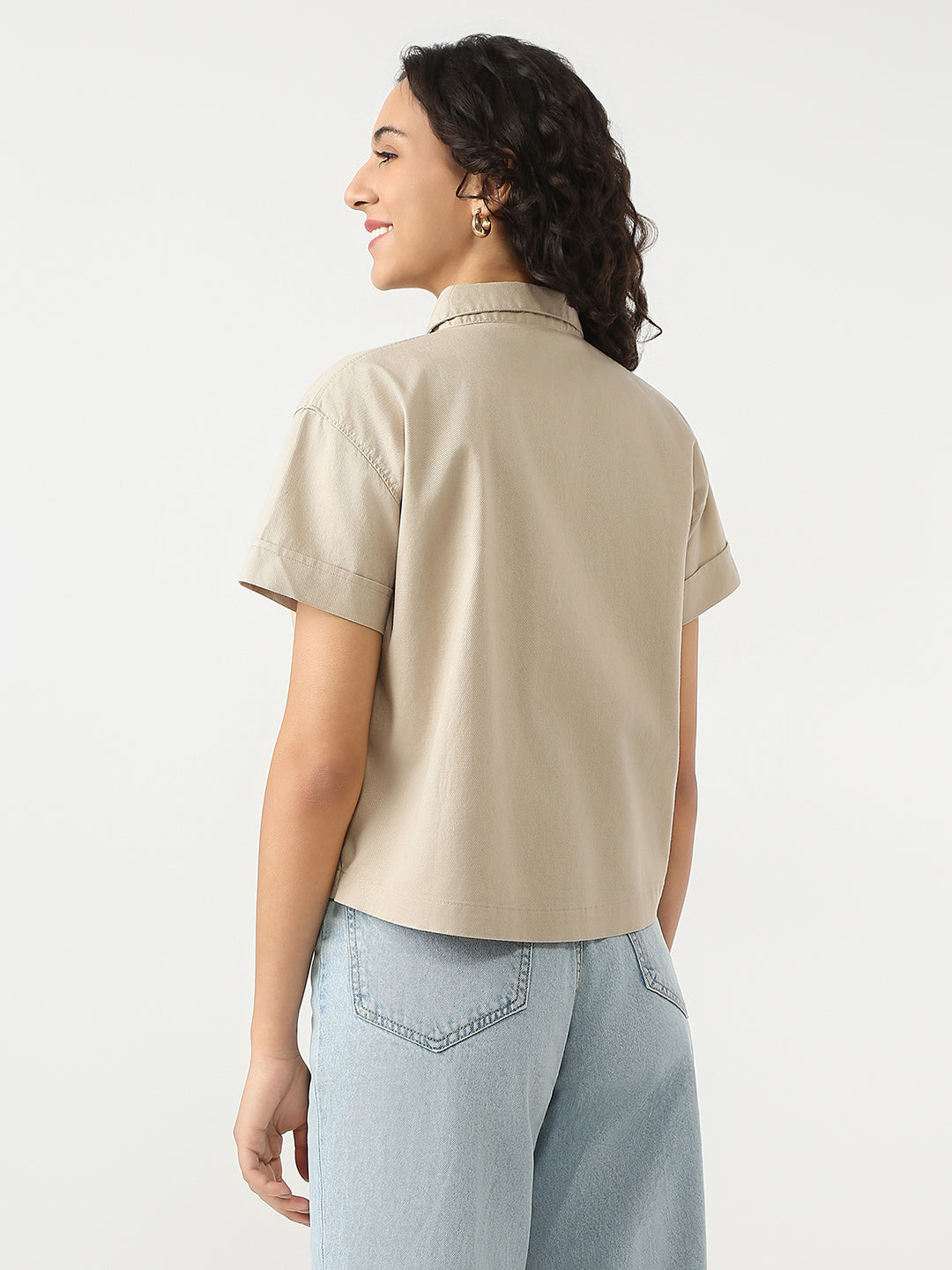 Women Oatmilk Crop Shirt