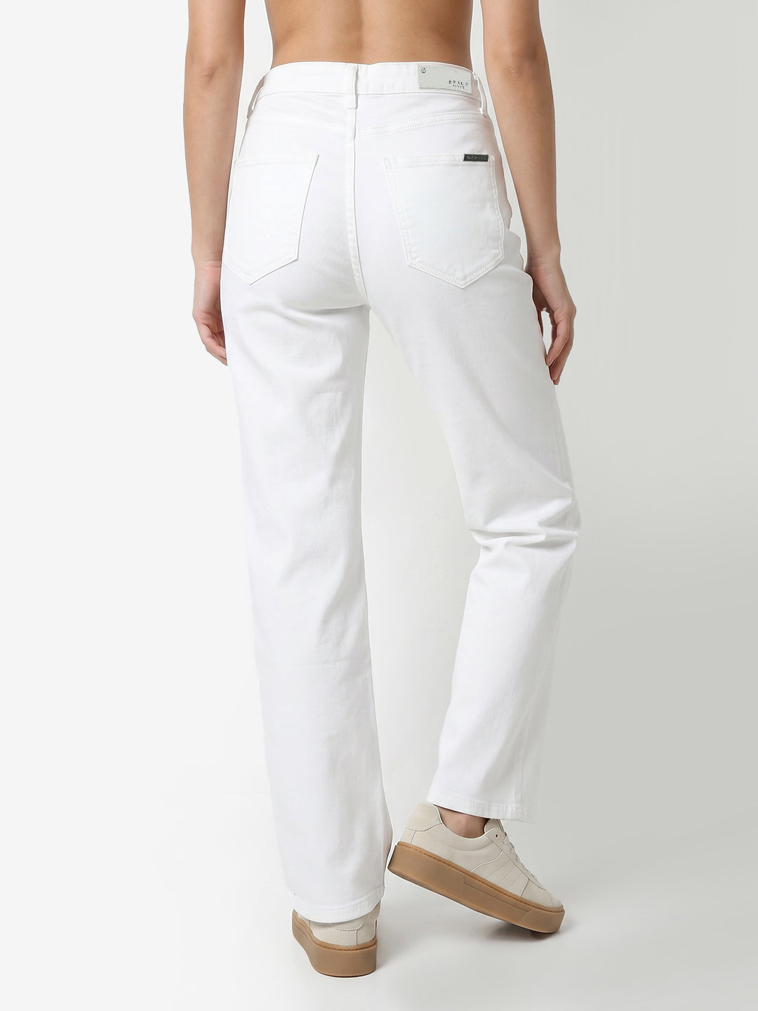 Women White High-Rise Straight Fit Jeans