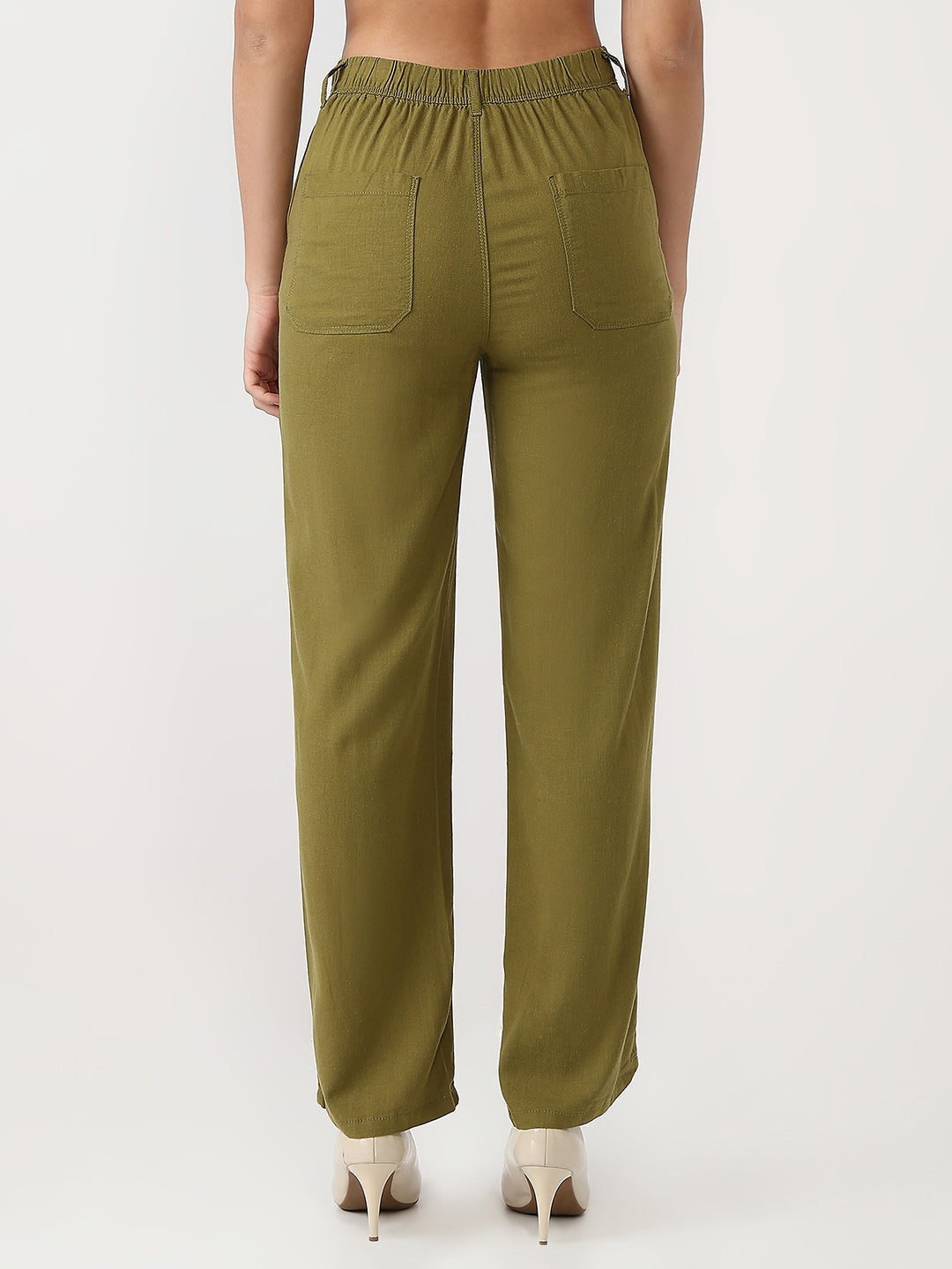 Women Avocado Loose Straight Trousers