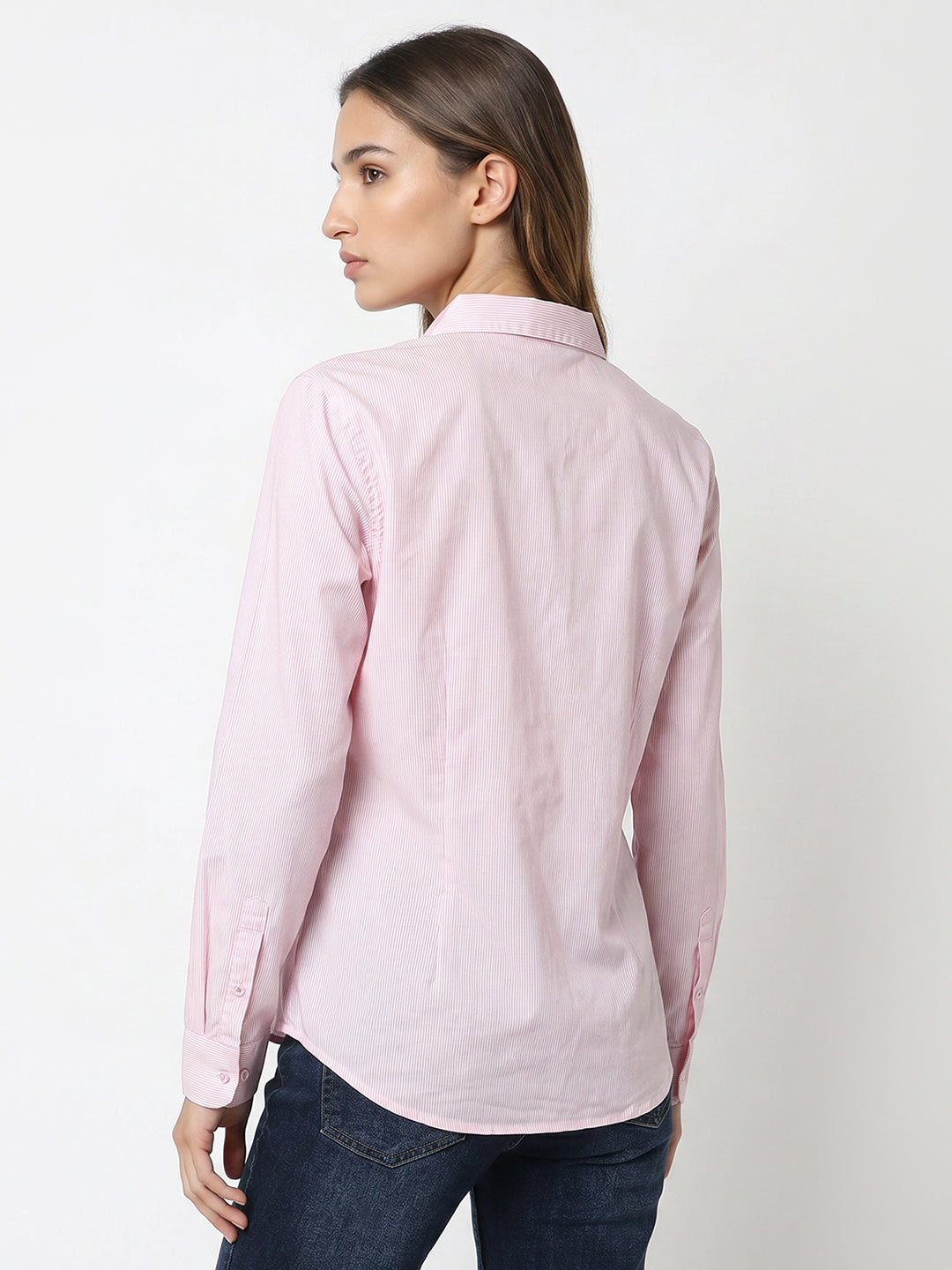 Women Pink Stripe Shirt