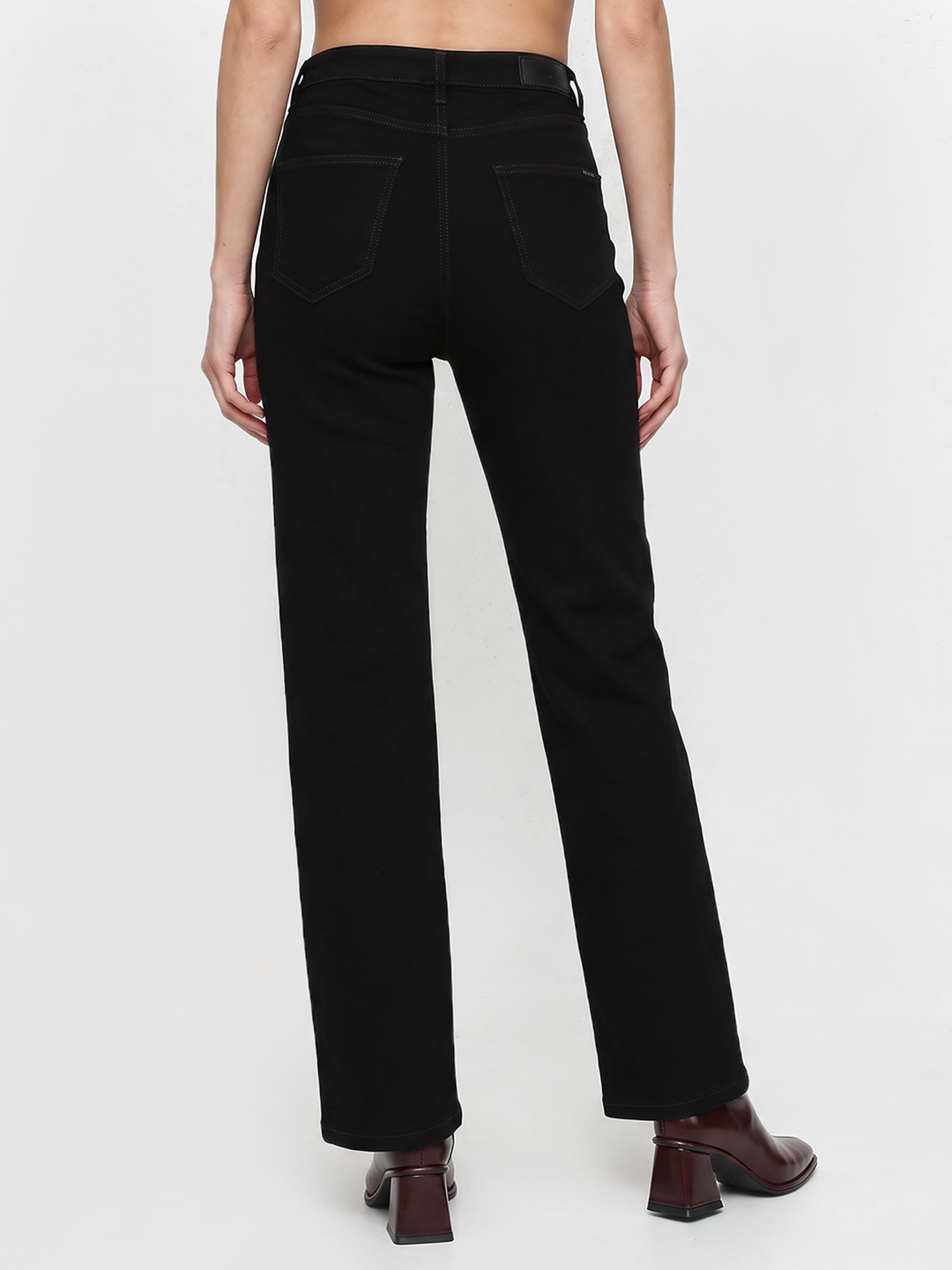 Black High-Rise Straight Jeans