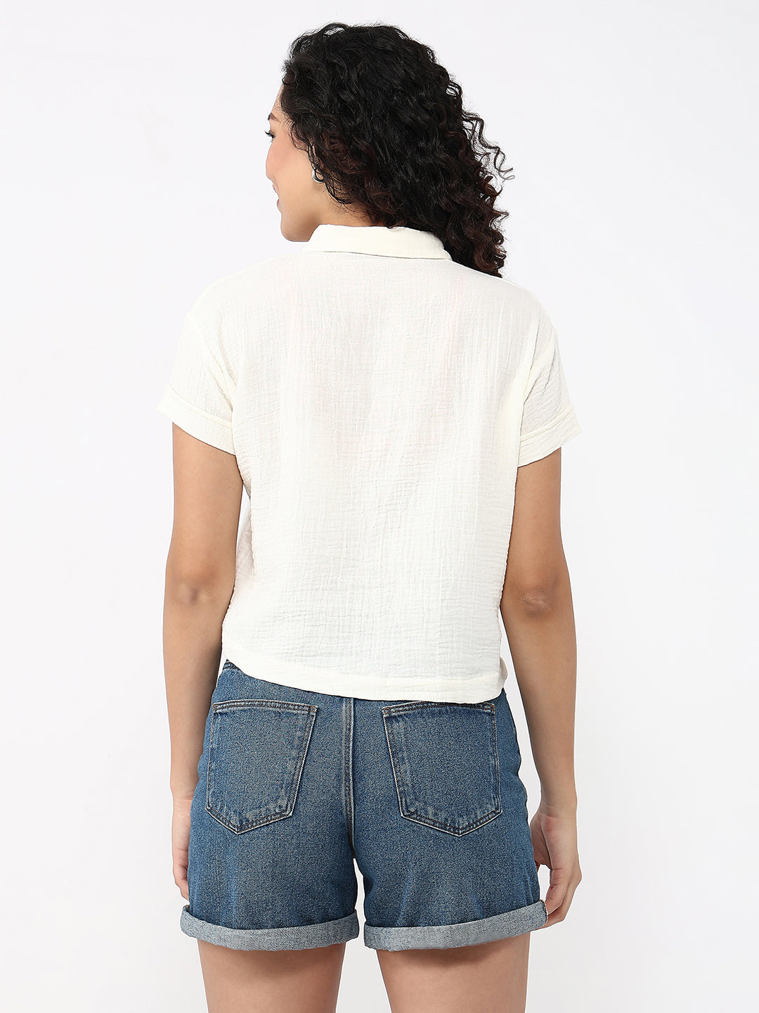 Women Ivory Crop Shirt