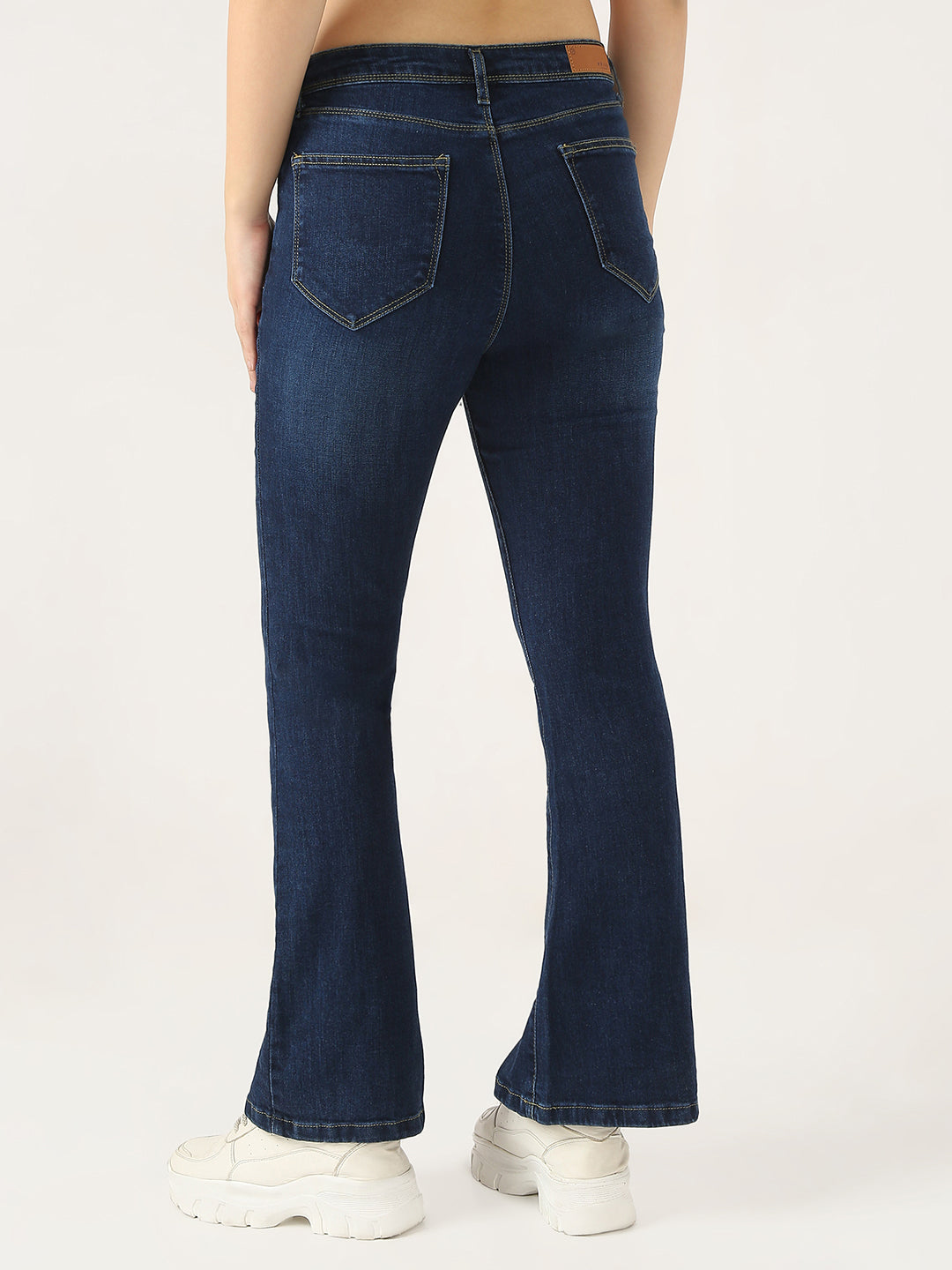 Women Dark Blue High-Rise Wide Leg Jeans