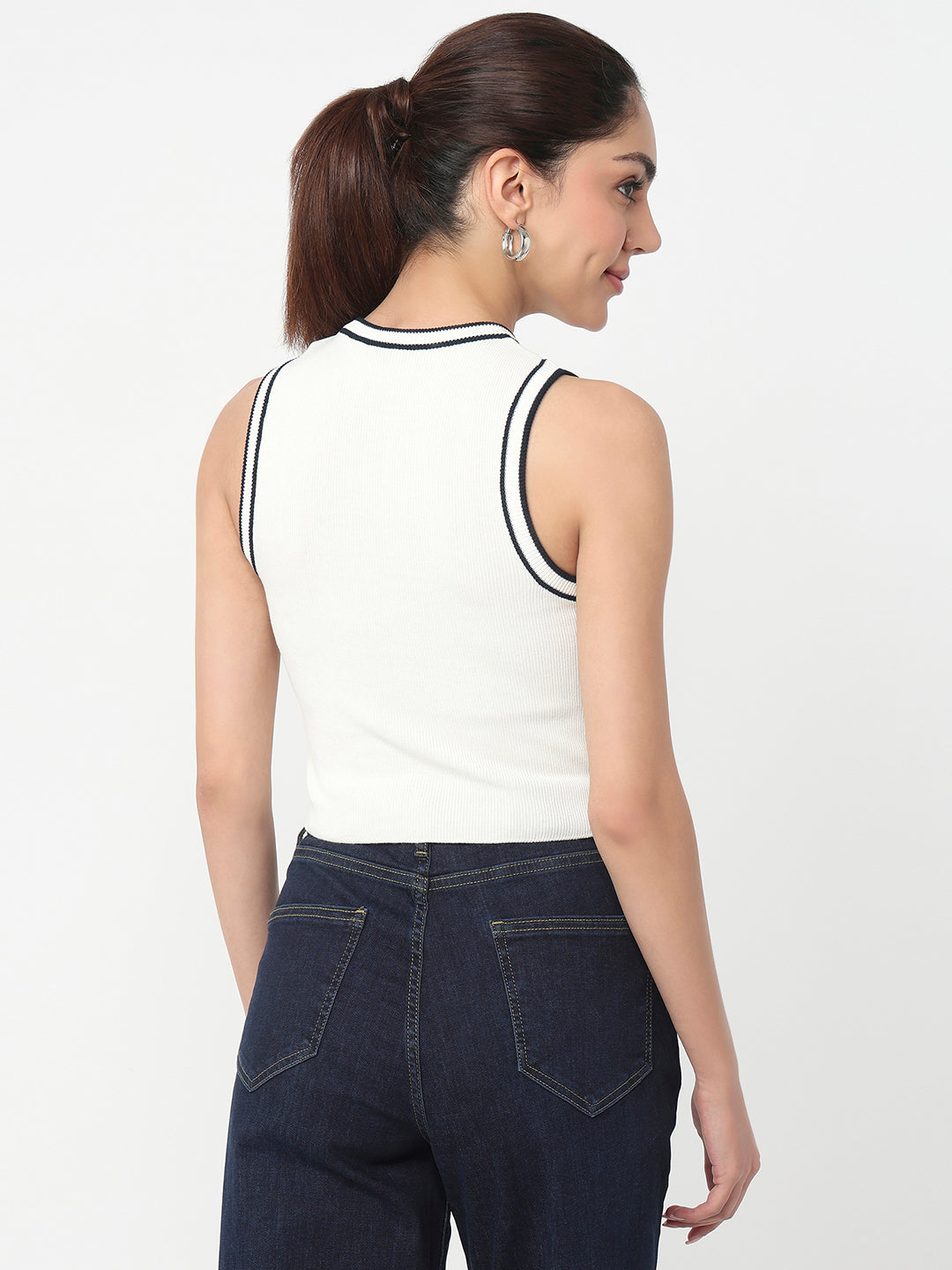 Women White Slim Flat Knit