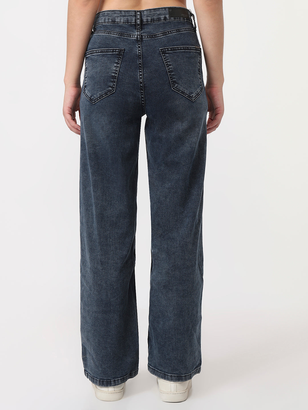Women Slate Blue High-Rise Straight Fit Jeans