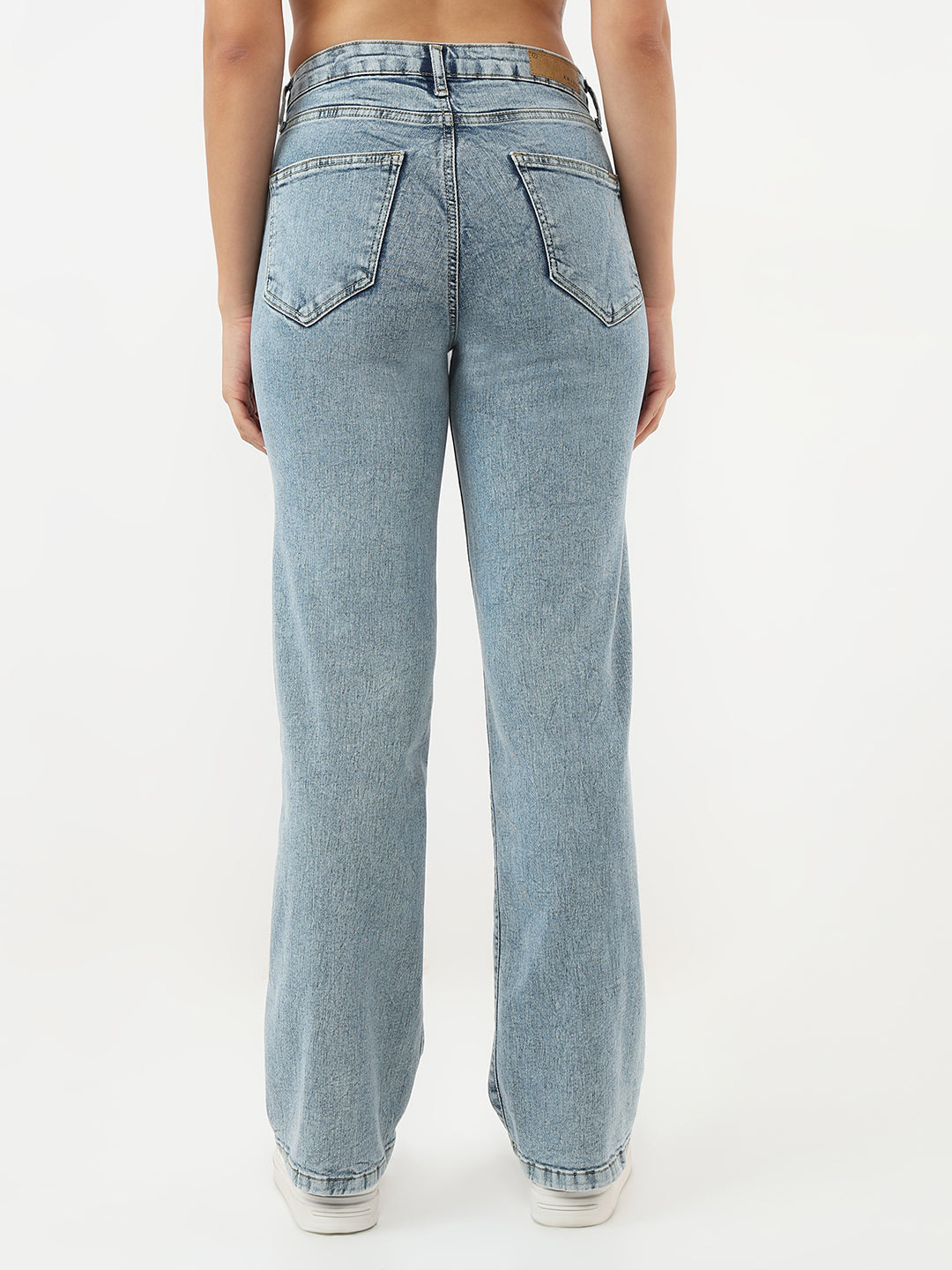 Women Light Blue High-Rise Straight Fit Jeans