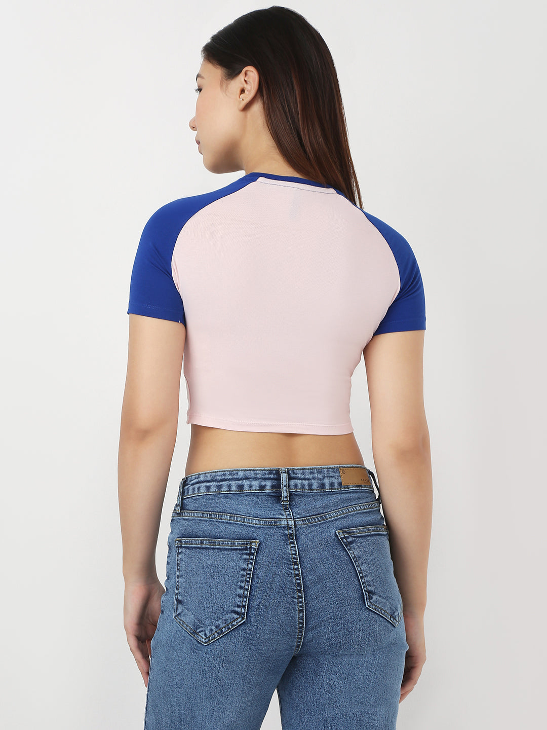 Women Baby Pink/Blue Slim Genz Tees