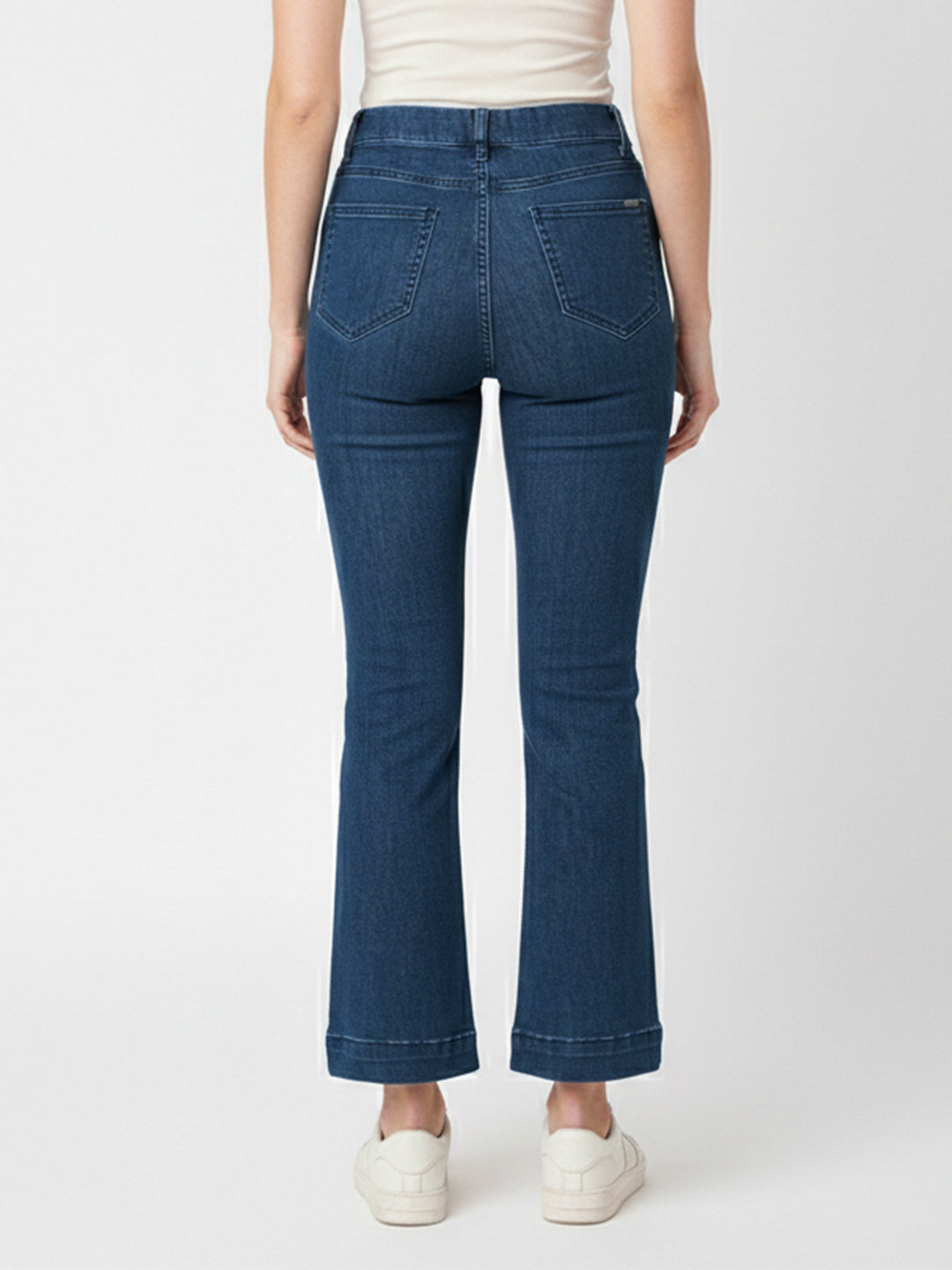 Women Blue High-Rise Mini Flare Jeggings
