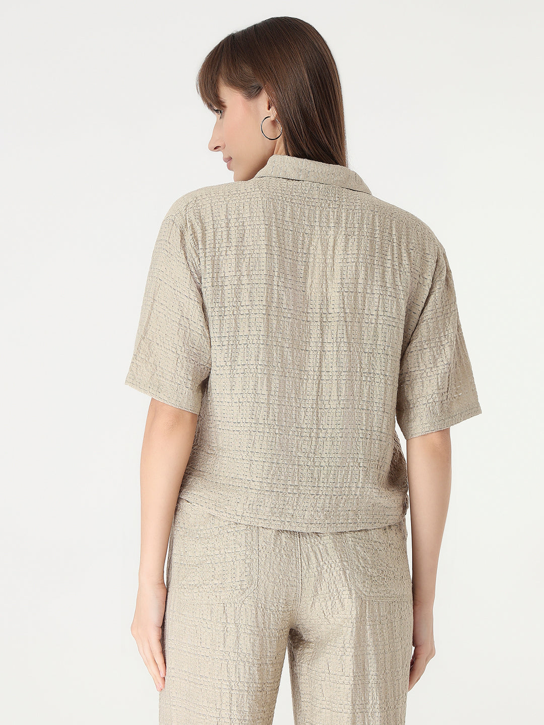 Women Pumice Stone Crop Shirt