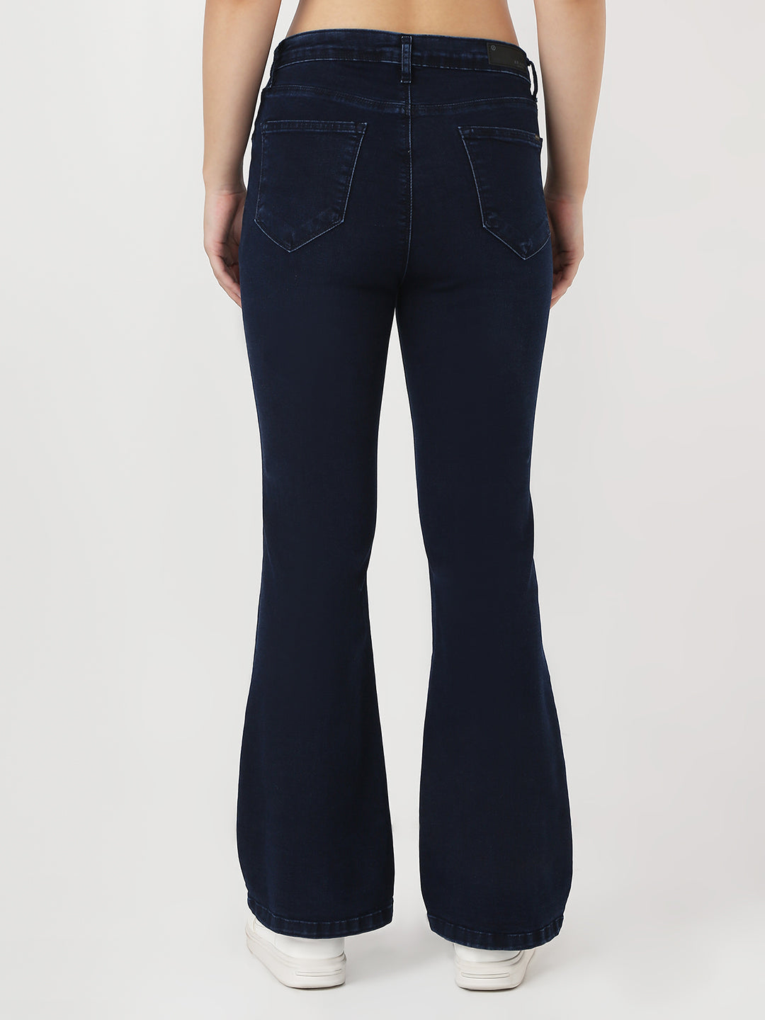 Women Dark Blue High-Rise Flare Jeans