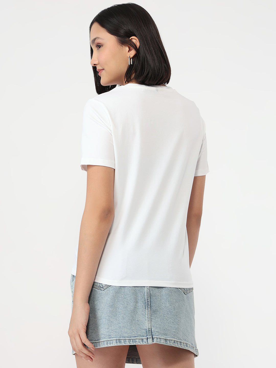 Women White Slim Fit T-Shirt