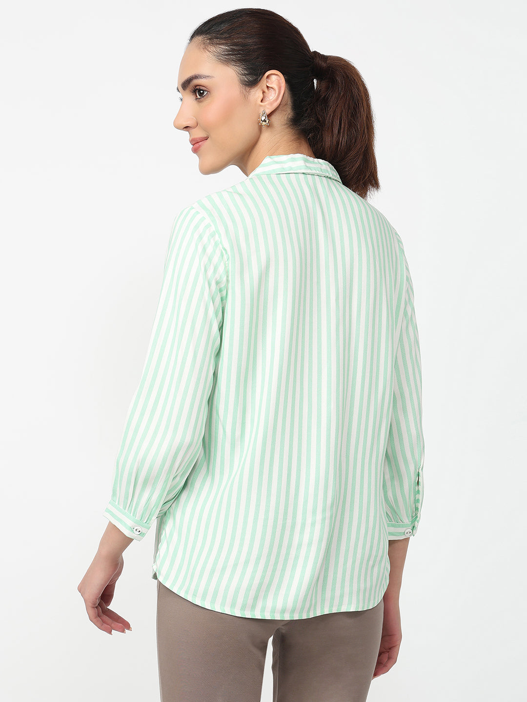 Women Mint/White Stripped Shirt