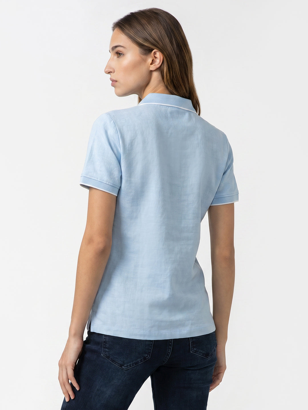 Women Sky Blue Polo T-Shirt