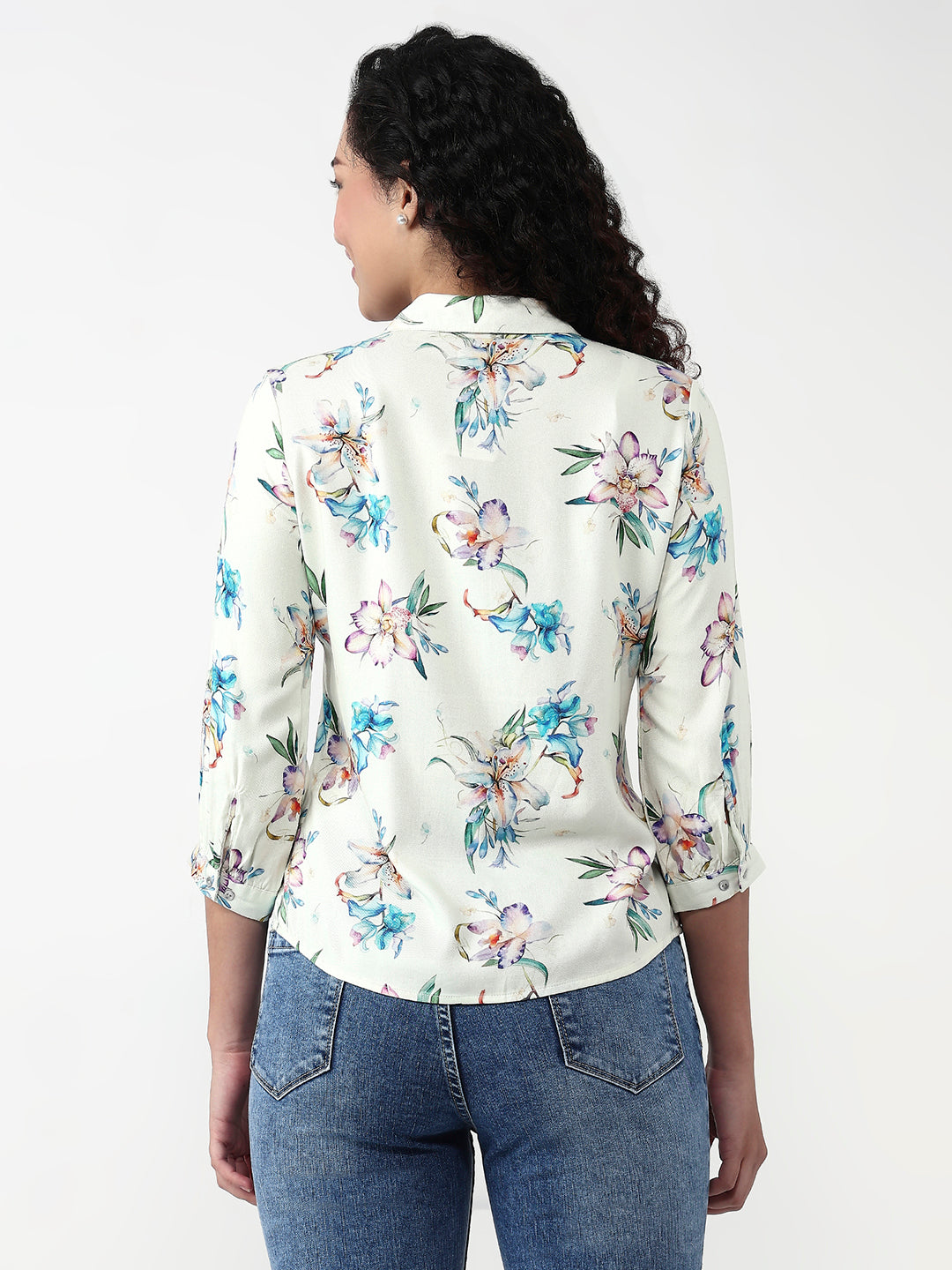 Women Floral Print Slim Shirt