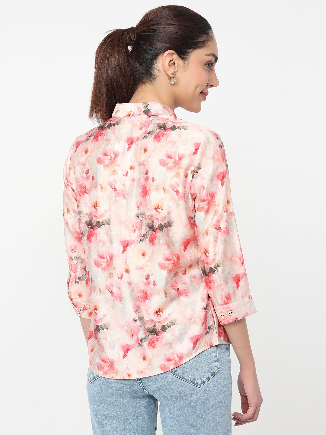 Women Red Floral Printed Shirt