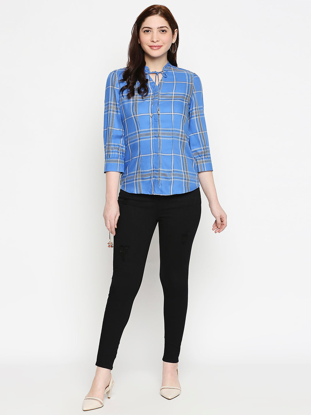 Women Blue Slim Top