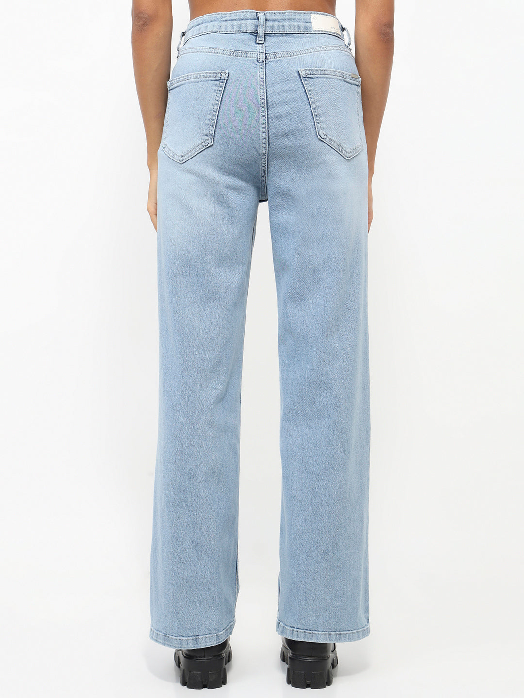Women Light Blue High-Rise Wide Leg Jeans