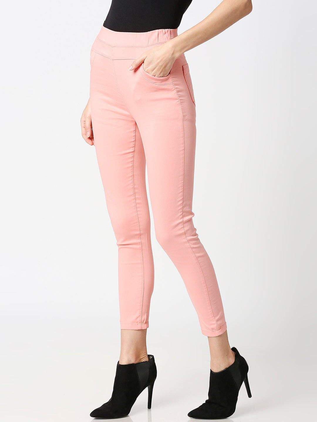 Women Blush Pink Super High-Rise Jegging