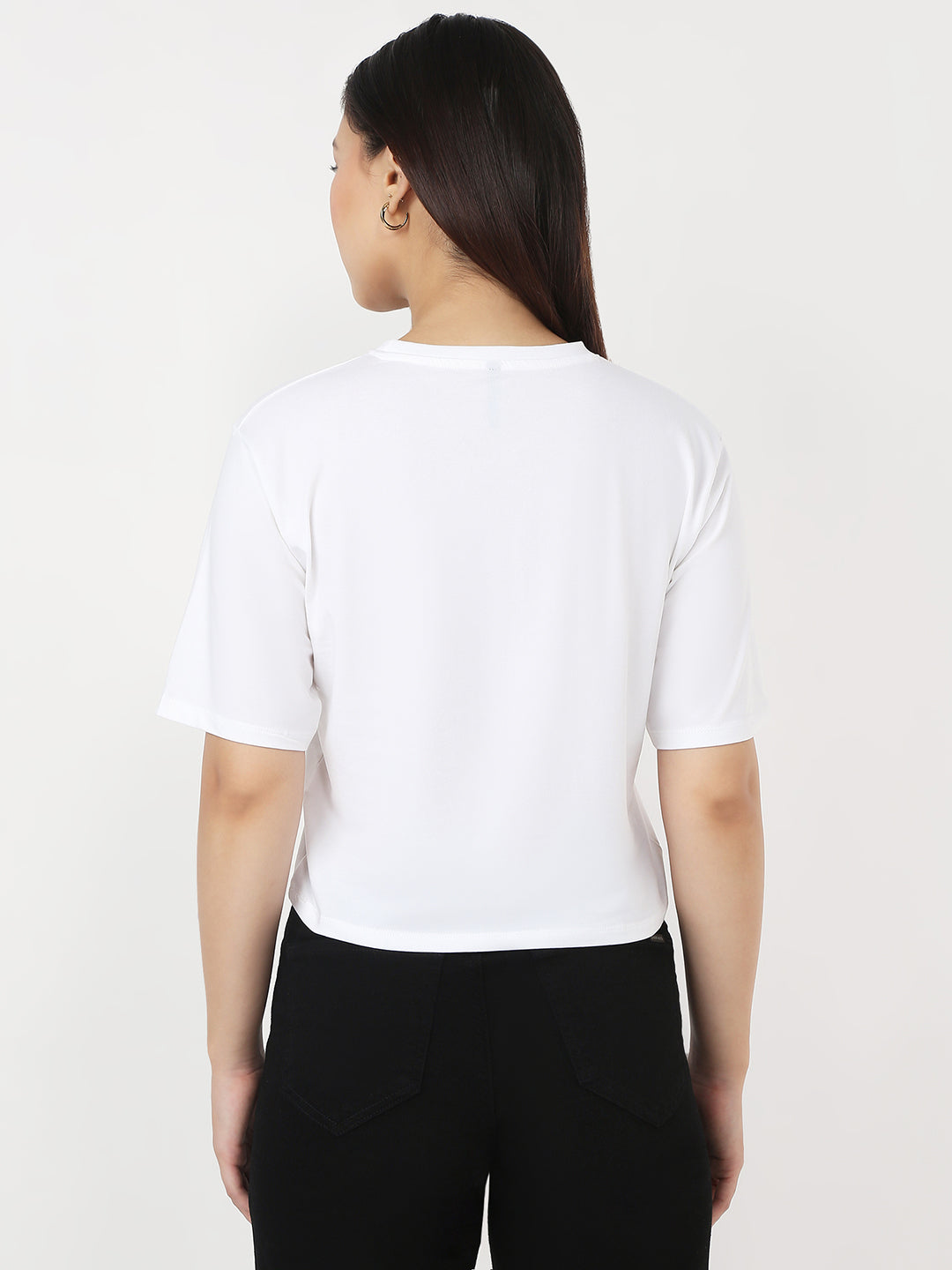 Women White Graphic Crop Genz Tees