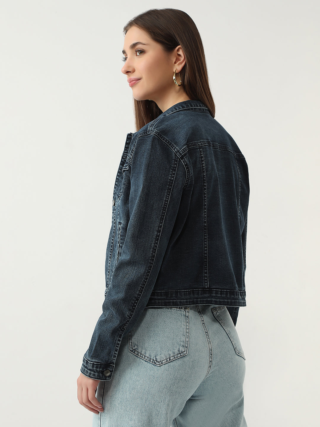 Women Carbon Blue Denim Jacket
