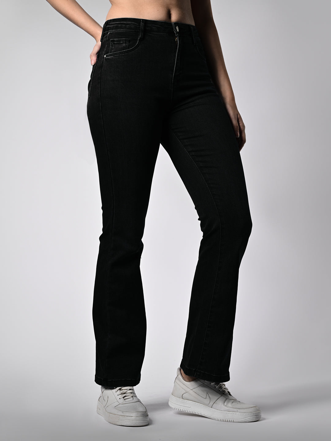 Women Black High-Rise Flare Jeans