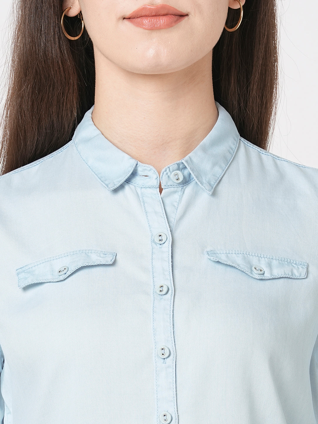 Women Light Blue Denim Shirt