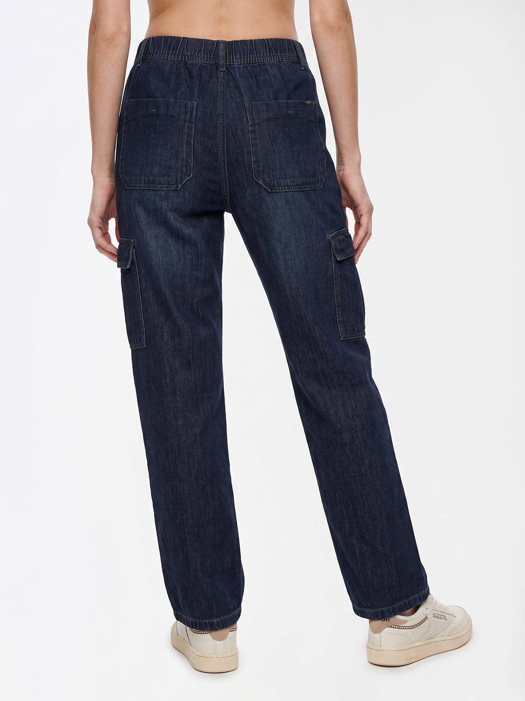 Women Blue Mid-Rise Cargo