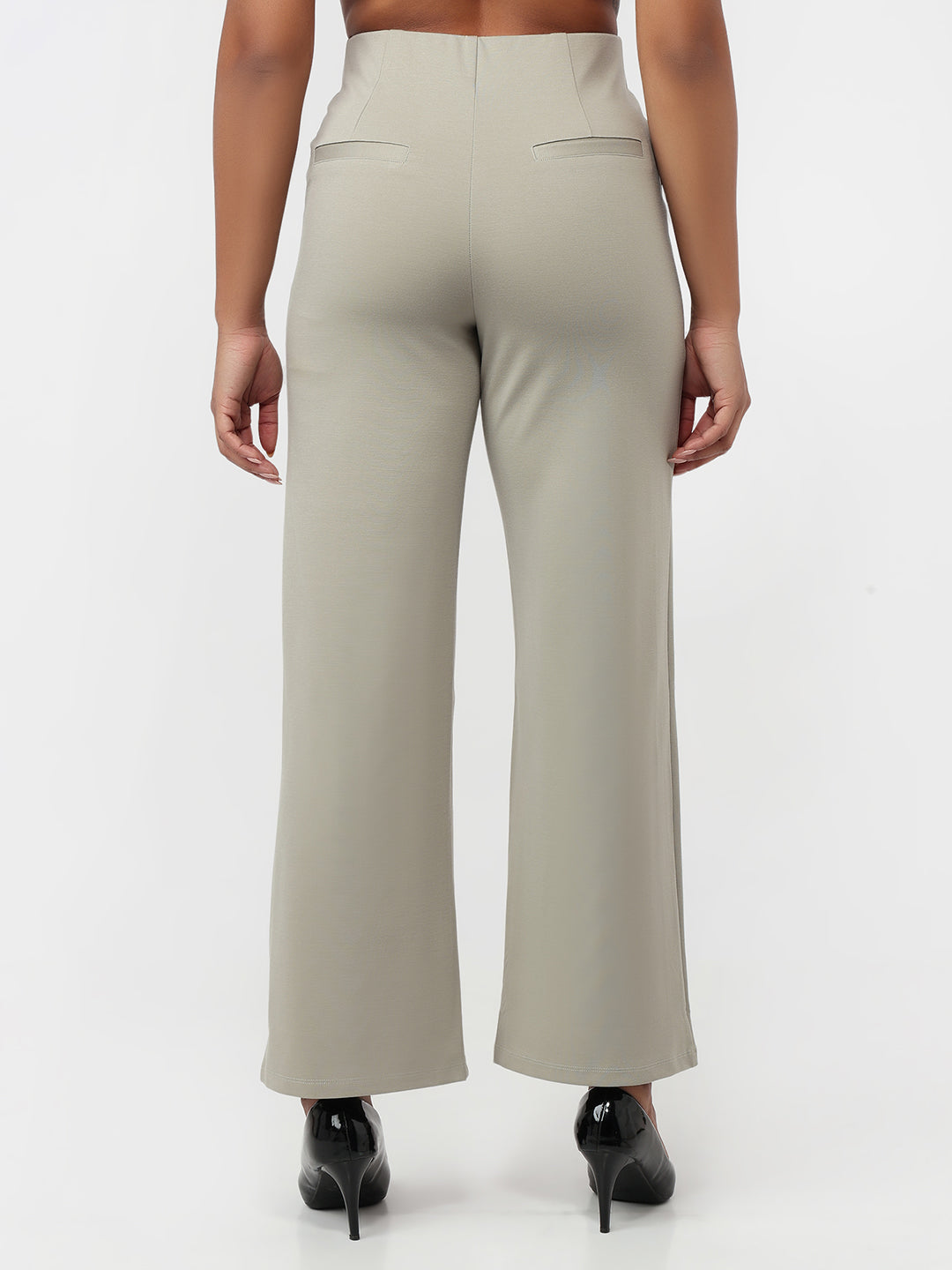 Women Light Olive Wide Leg Treggings