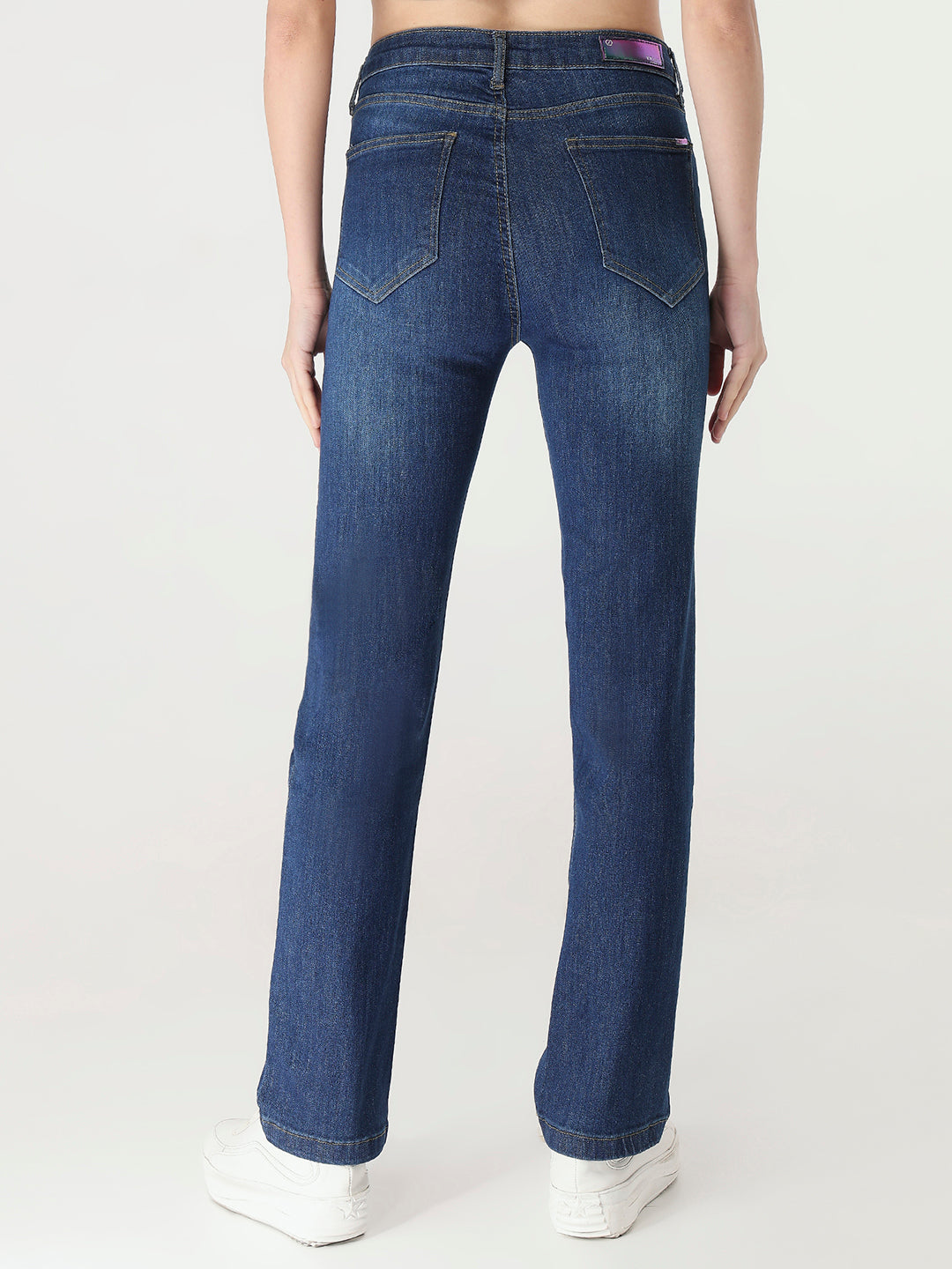 Women Dark Blue High-Rise Slim Straight Fit Jeans