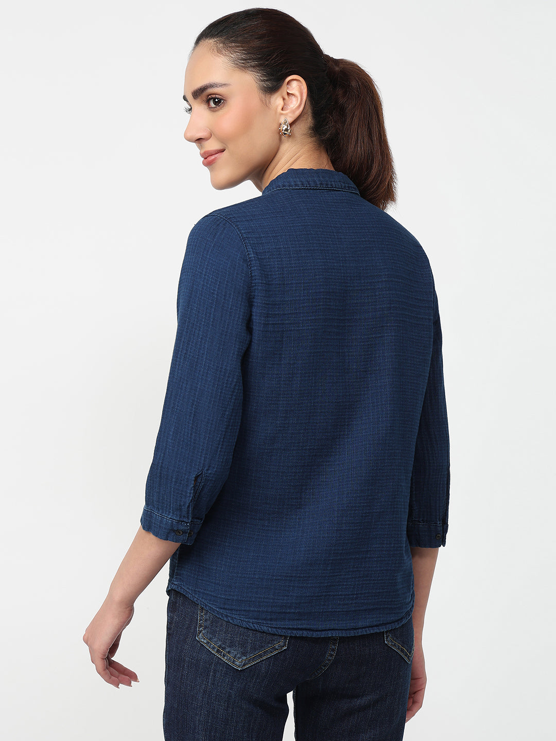 Women Indigo Solid Shirt