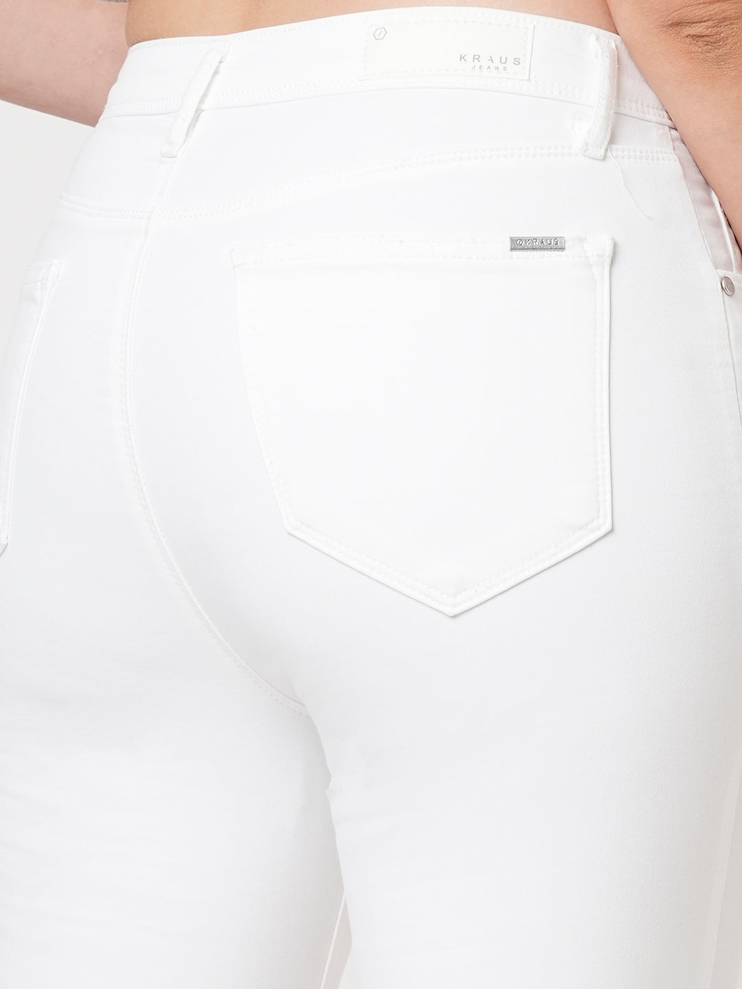 Women White High-Rise Mini Flare Jeans