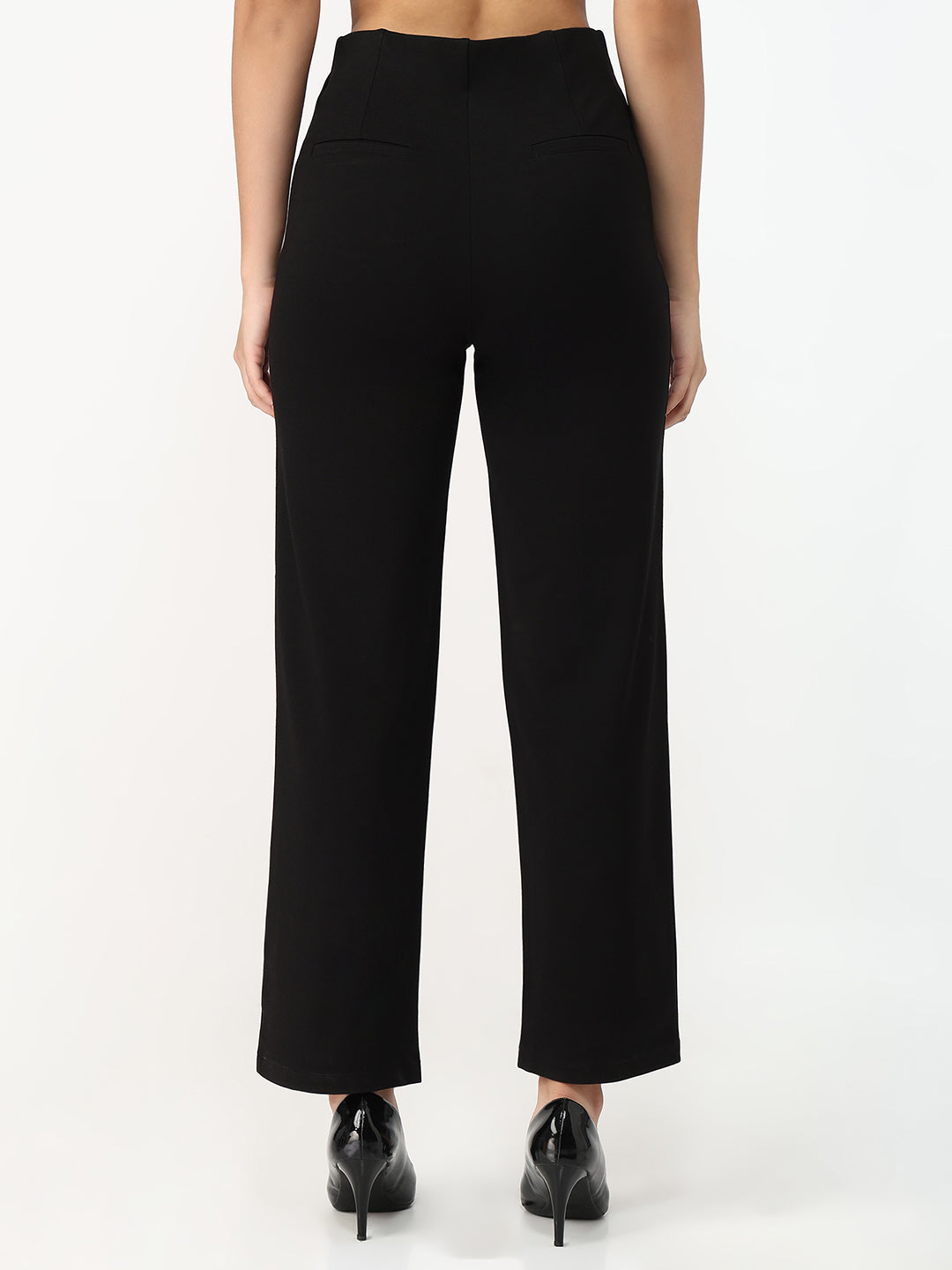 Women Black Loose Straight Fit Treggings