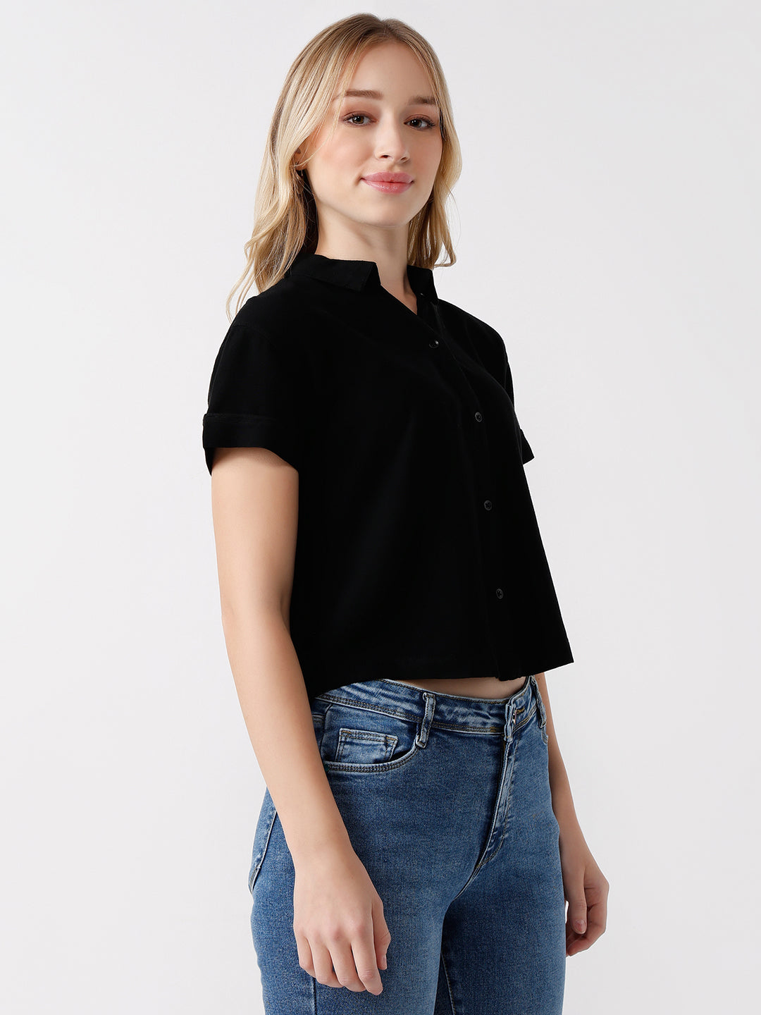 Women Slim Fit Crop Shirt