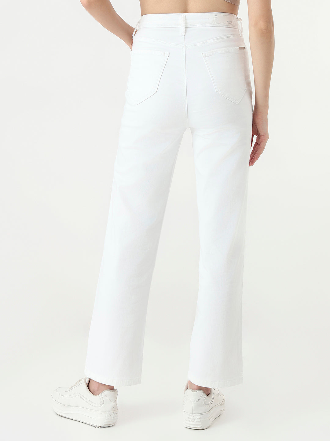 Women White High-Rise Relaxed Straight Fit Jeans