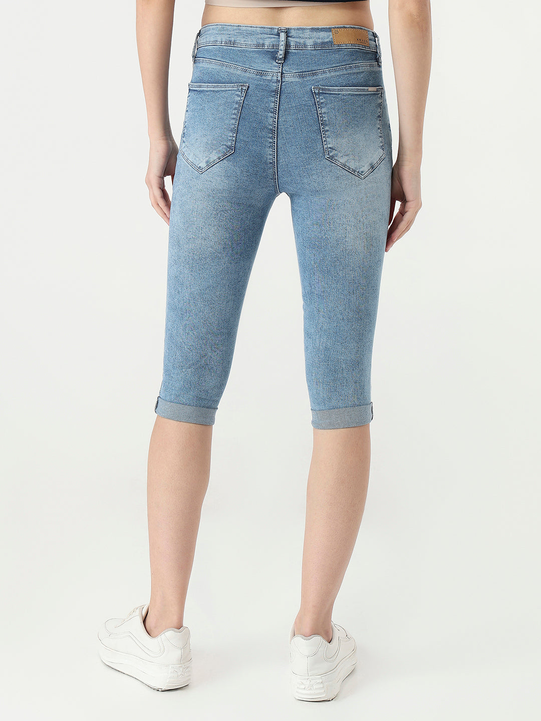 Women Blue High-Rise Capri