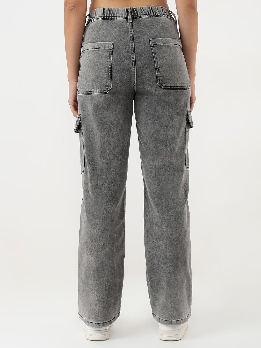 Women Grey High-Rise Cargo