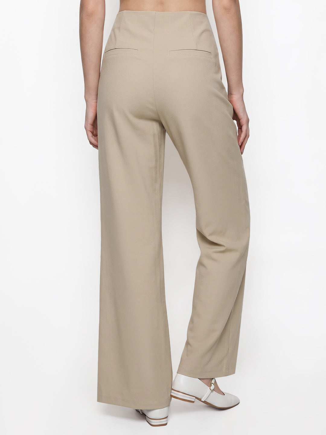 Beige Super Wide Leg Treggings