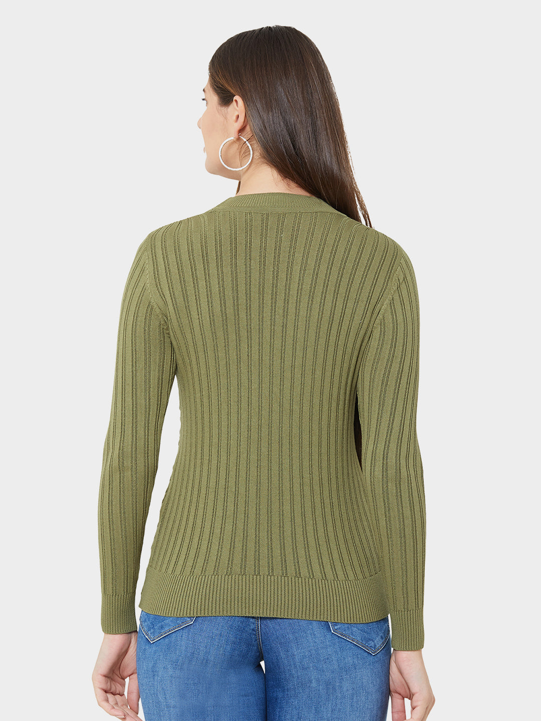 Women Olive Winter Sweater